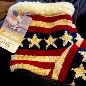 Muk Luks booties size s/m (5-7) women’s. Brand new with tags. Stars stripes